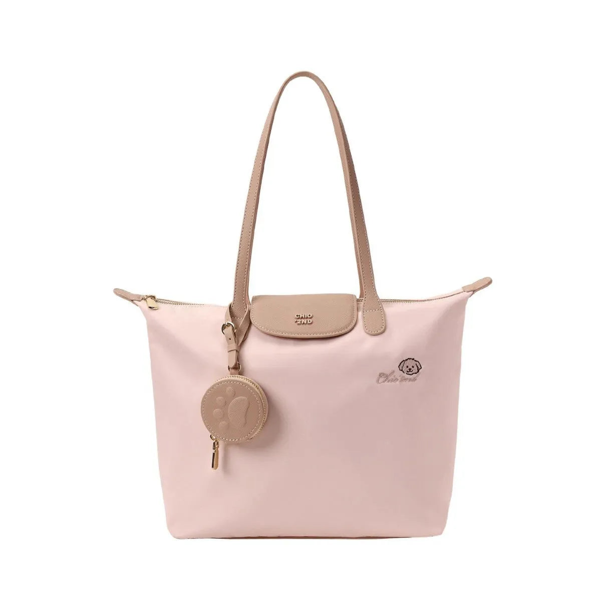 Oxford cloth tote shoulder bag in pink with sandwich pockets and large capacity design
