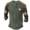 Men's long sleeve Henley shirt in solid polyester with printed detail, available in CT09-PL10581 colour