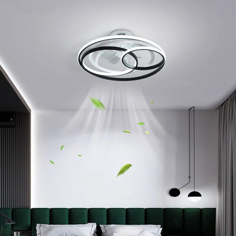 48cm ceiling fan light with metal blades and acrylic shade in black or gold finish