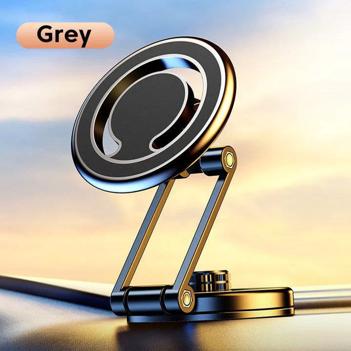 Telescopic folding car phone holder with magnetic suction mounting for instrument panel