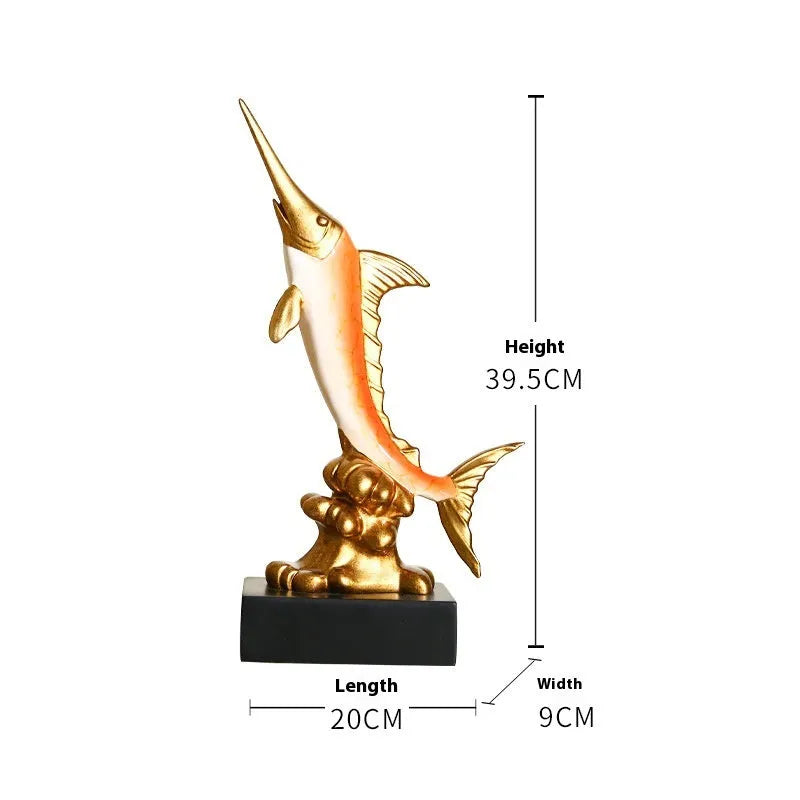 European style decorative swordfish ornament in resin and plastic available in multiple colours.