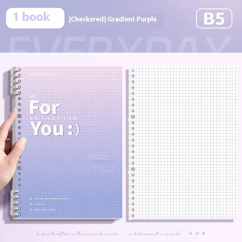 Gradient colour spiral notebook with removable coil binding in A4 and B5 sizes