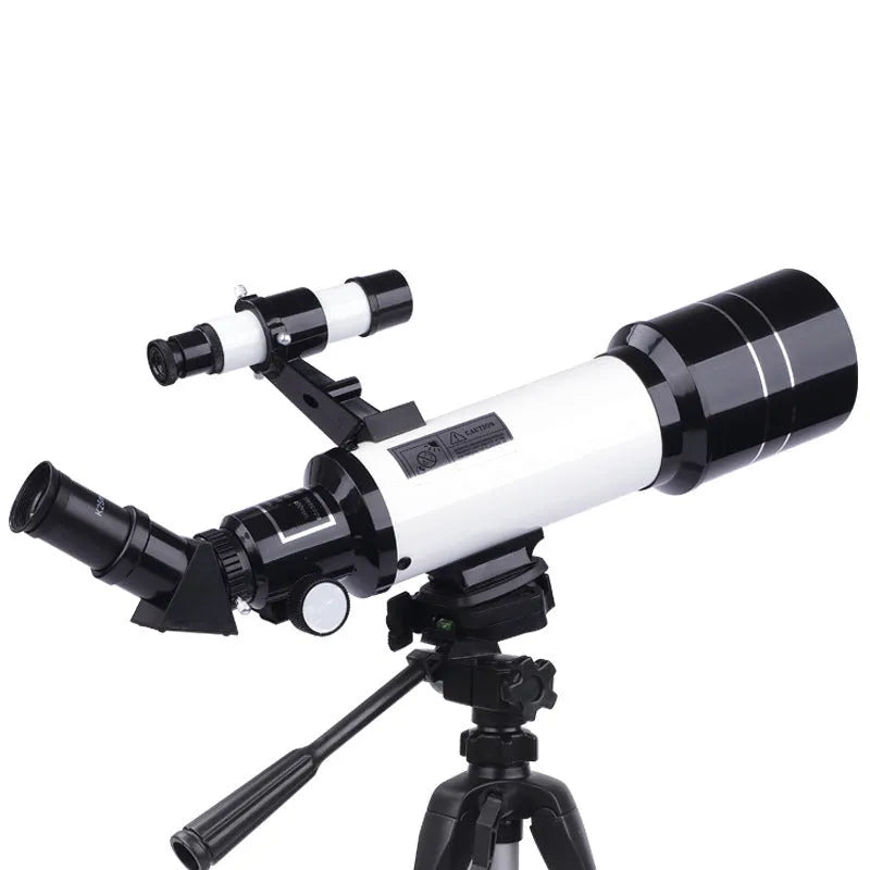 Dark blue children's monocular astronomical telescope on a tripod with 16X-66X magnification.