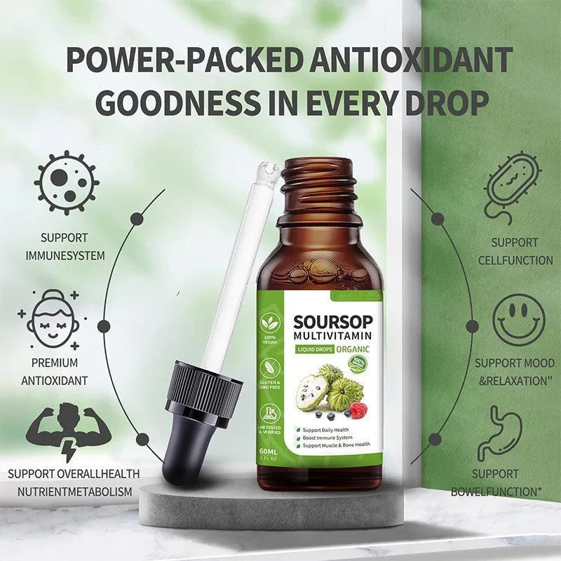 60ml bottle of Annona Prickly Fruit and lychee flavoured edible care drops with dropper