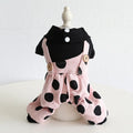 Dog wearing couple clothes with lapel and shoulder strap design in casual cloth style