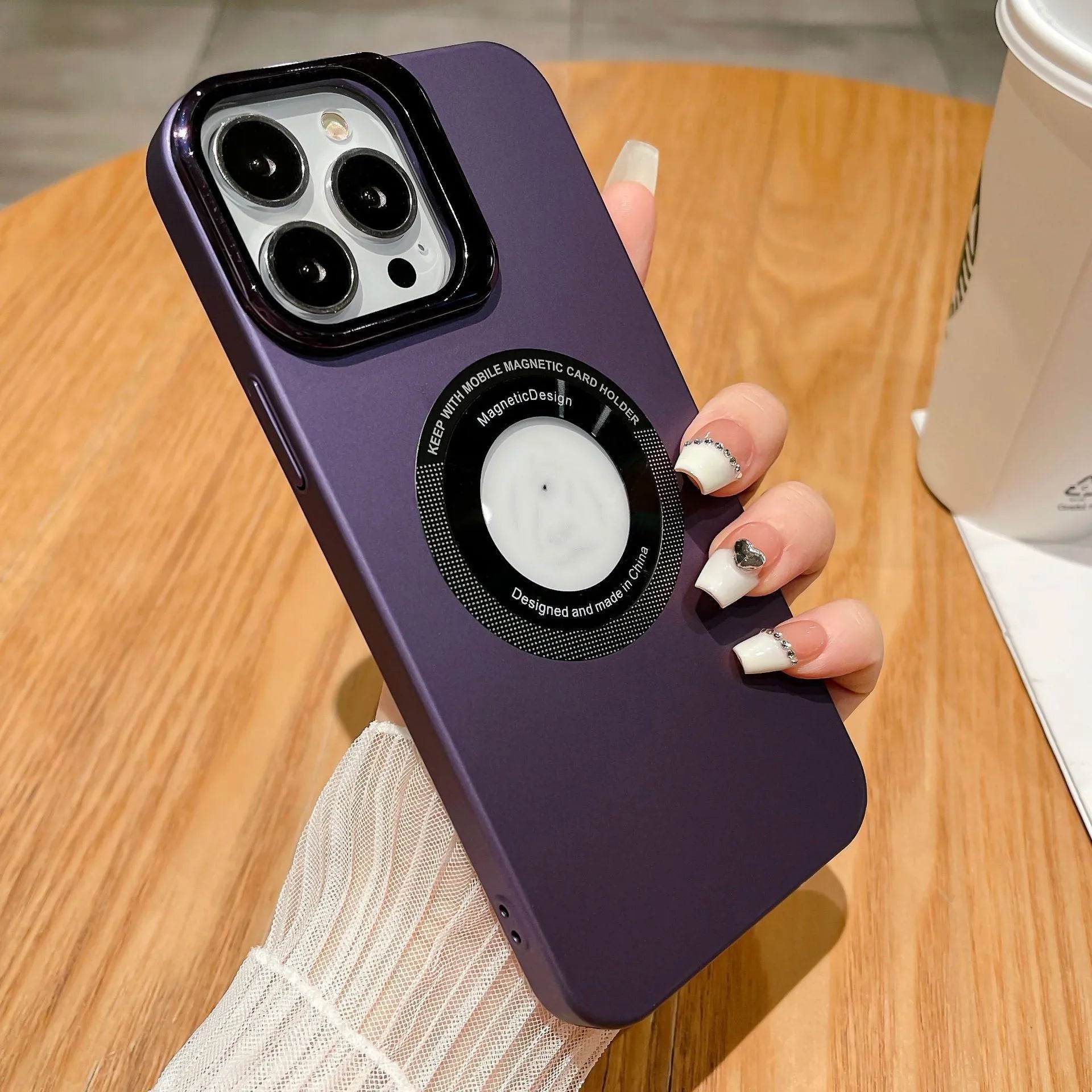 Fashion frosted magnetic suction phone case in black for iPhone 13 series showing solid colour and slim profile