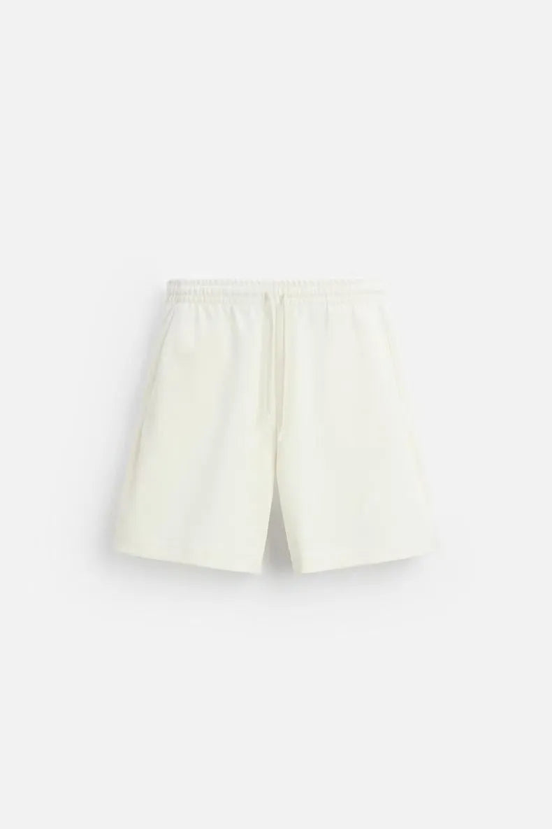 Loose-fitting short sleeve shirt and matching shorts lounge set in blue with double-sided texture