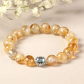 Geometric citrine crystal bracelet with 10mm width and grinding finish