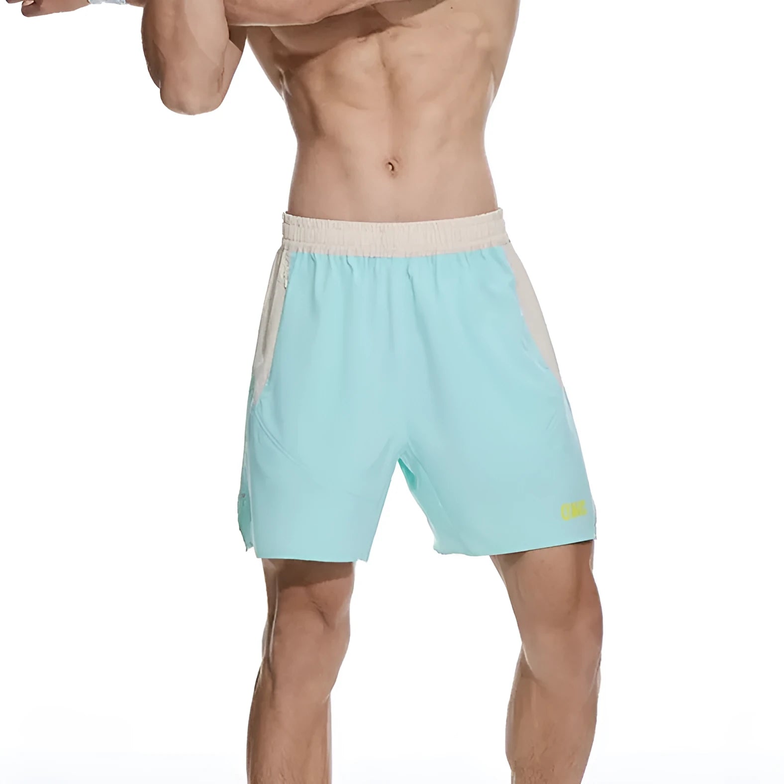 Men's loose workout shorts in dark rock ash colour with elastic waistband and lace-up fly