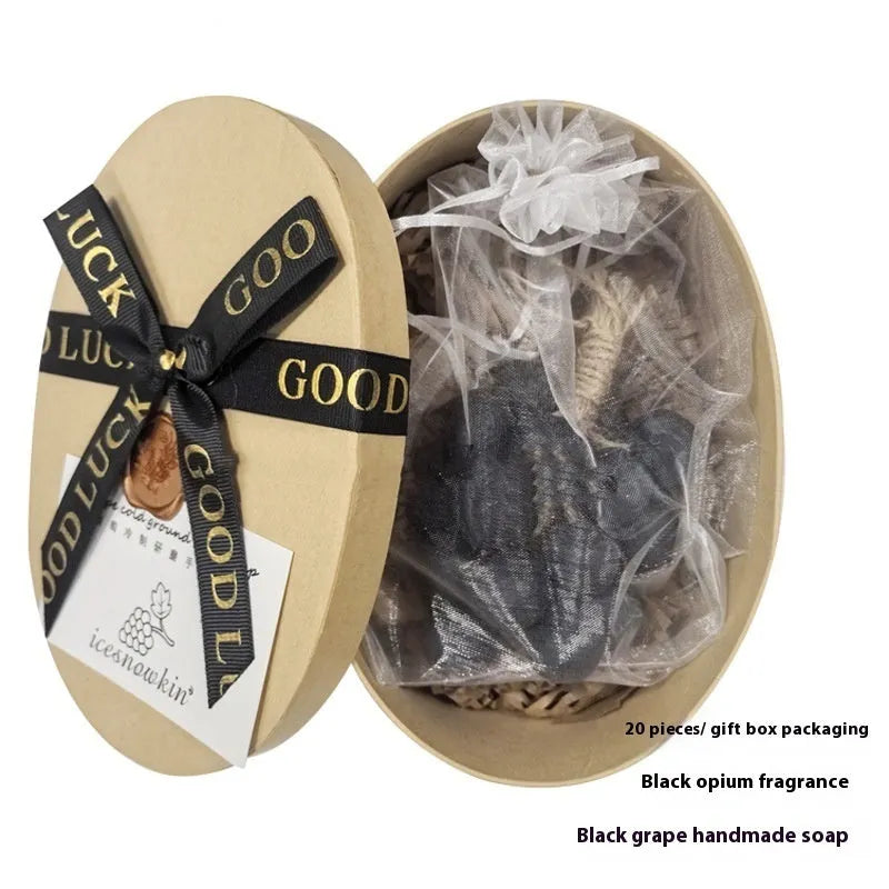 Handmade grape cleansing soap bar, 120g net content, in green grape, black grape, litchi and purple grape variants