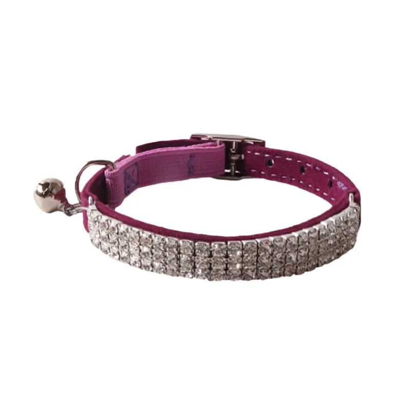 Elastic buckle cat collar in six colours with soft flocking material