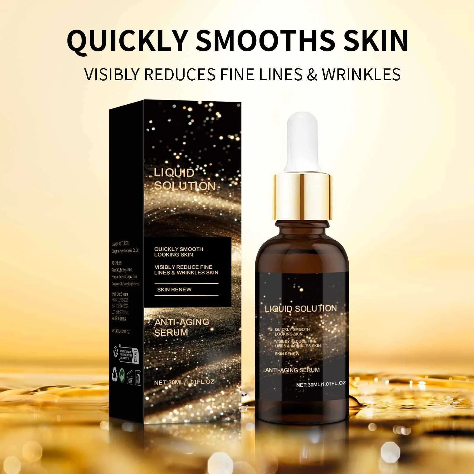 30 ml bottle of facial moisturising solution with hyaluronic acid for delicate skin care