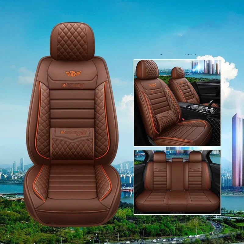 Five-seasons universal car seat cushion with high elastic sponge filler in a red colour.