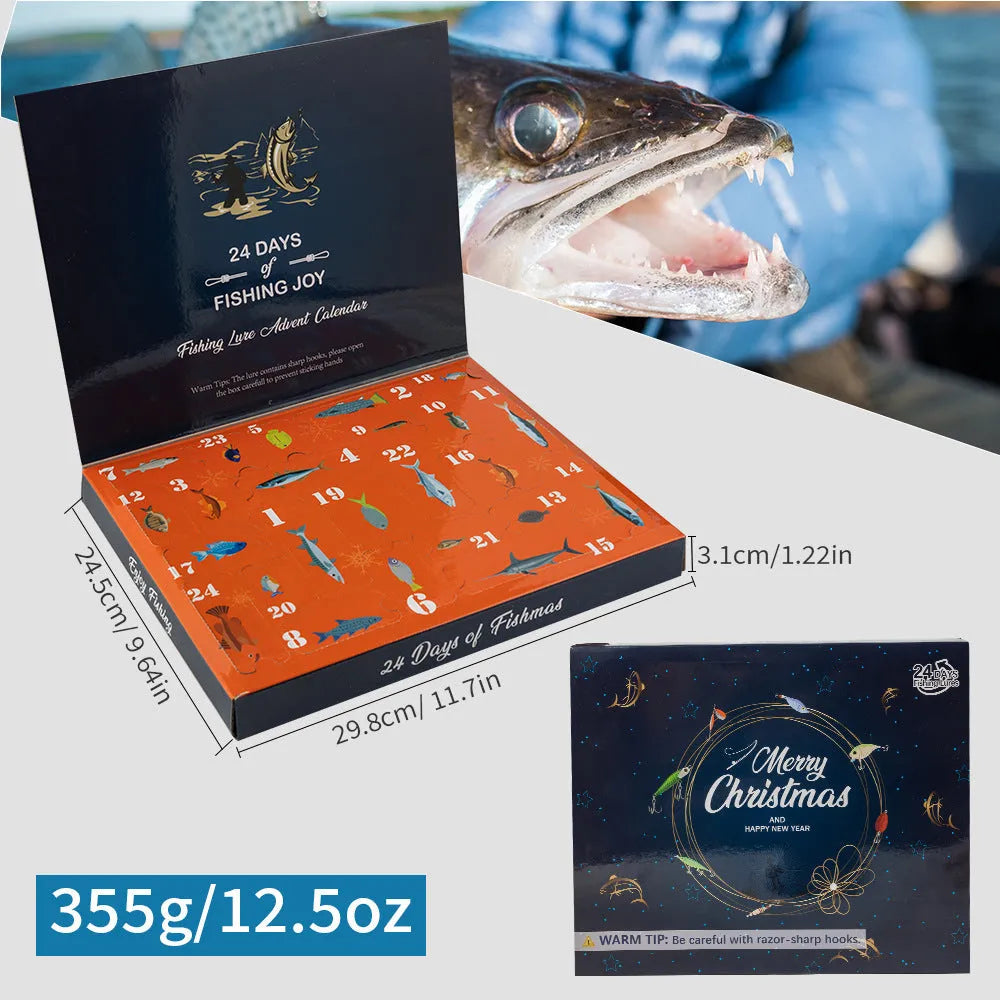 Christmas Mino Bog metal fishing set with 24 pieces in blind box packaging