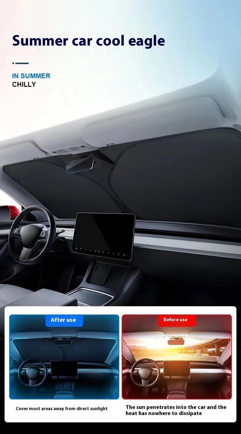 Aluminium foil car sunshade in titanium silver colour showing rectangular shape and solid pattern