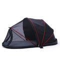Folding pet tent with half mesh panels shown in blue colour option for cat travel and camping