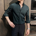 Men's dark striped long sleeve V-neck casual shirt in cardigan style