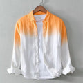 Men's casual loose top coat in polyester hemp blend available in dark blue, light blue, and yellow colours