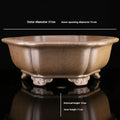 Large handmade purple sand tea basin in hexagonal style for plant cultivation