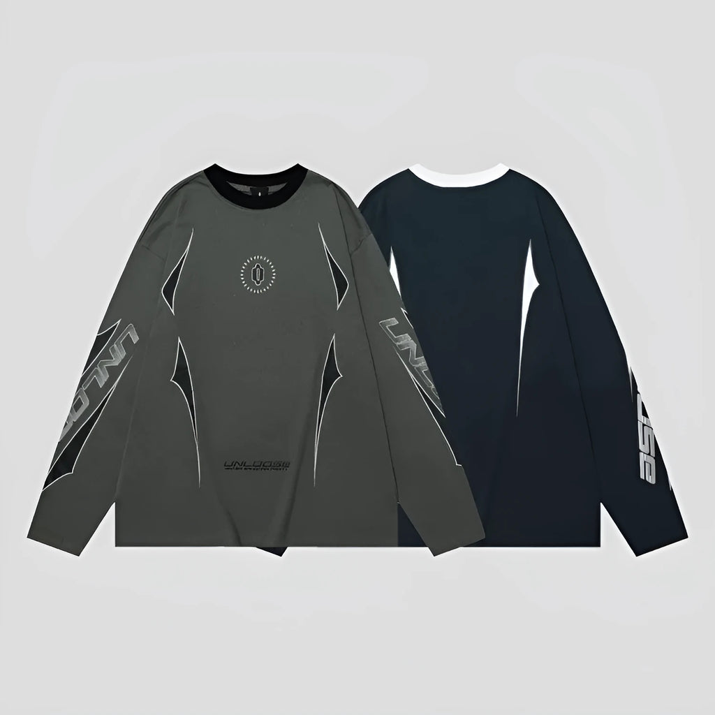 Men's round neck drop shoulder cotton pullover jumper in loose fit with letter pattern design