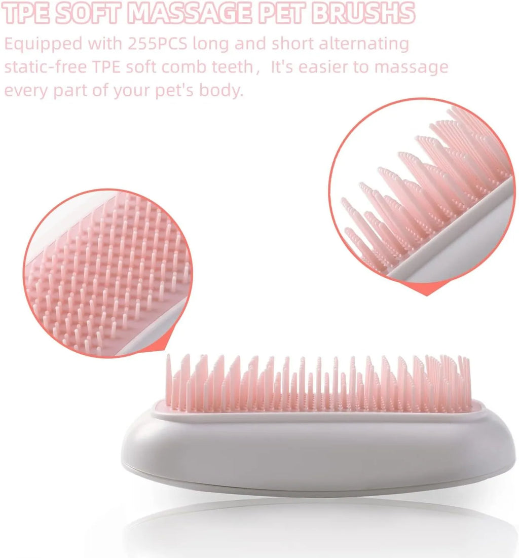 Pink electric pet massage brush with TPE comb teeth for cat and dog grooming