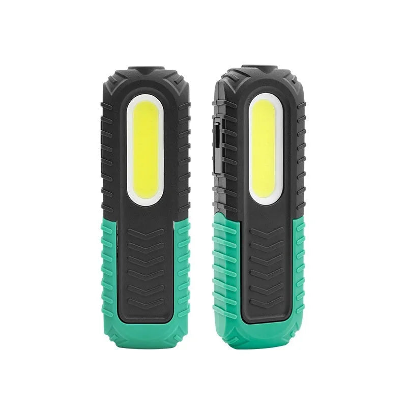 Black and green PET-coated USB rechargeable auto repair work light with 6500K LED