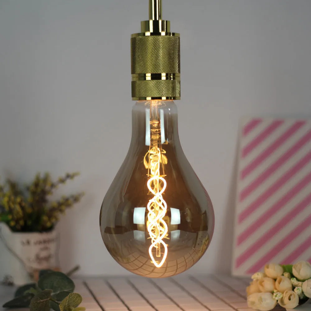 Double helix spiral LED soft light strip in gold or gray finish, 110x200mm dimensions
