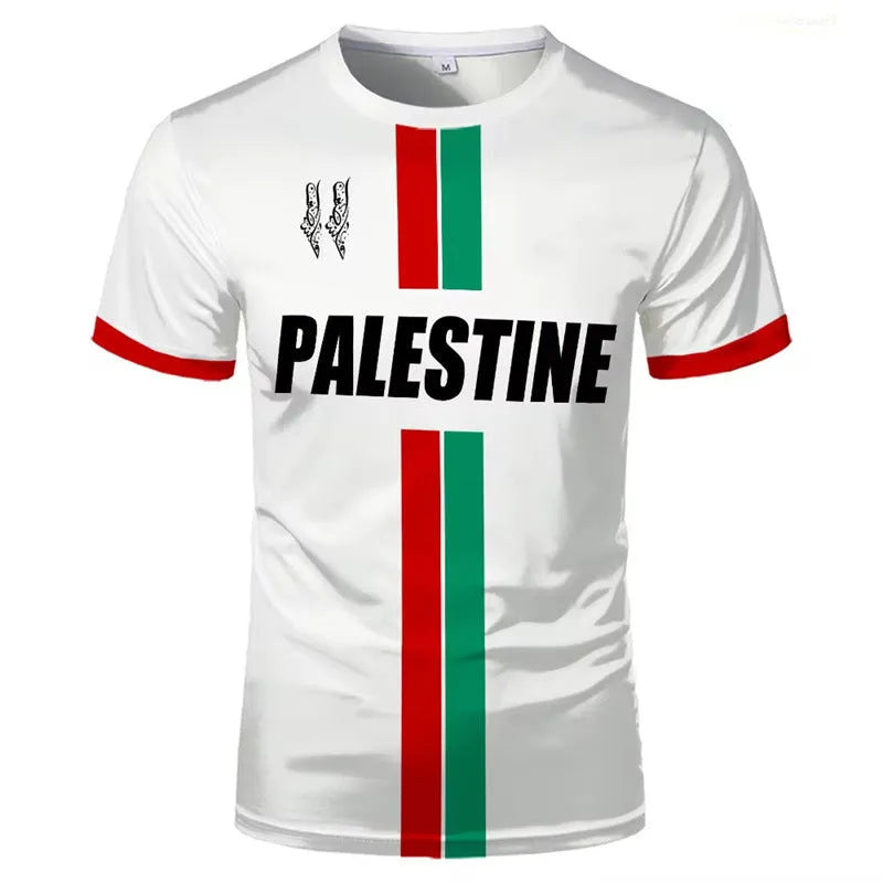 Black and white 3D printed football t-shirt with stereographic pattern, half sleeves, and regular fit