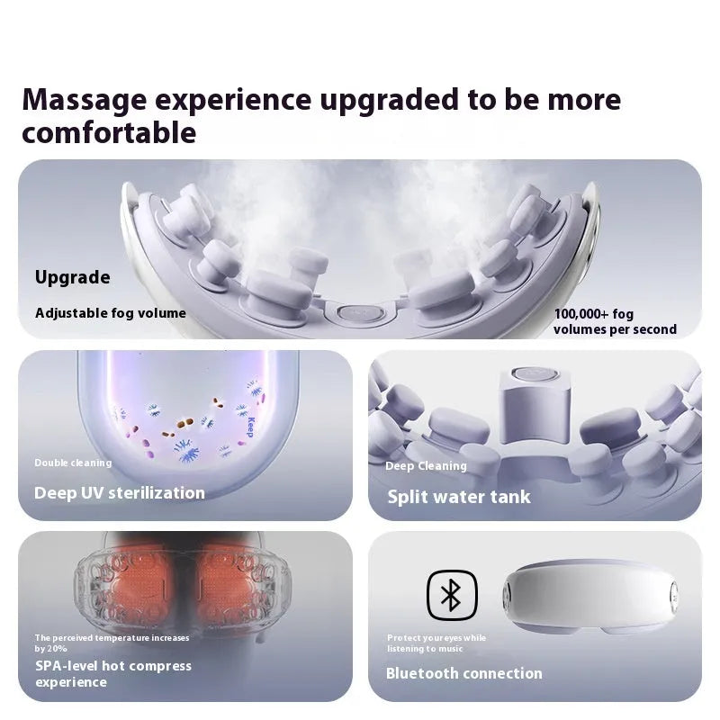 Bluetooth eye moisturising instrument with hot compress massage in purplish grey colour showing compact design