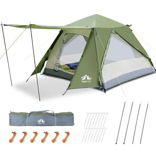 Dark green automatic pop-up camping tent for two people with waterproof construction