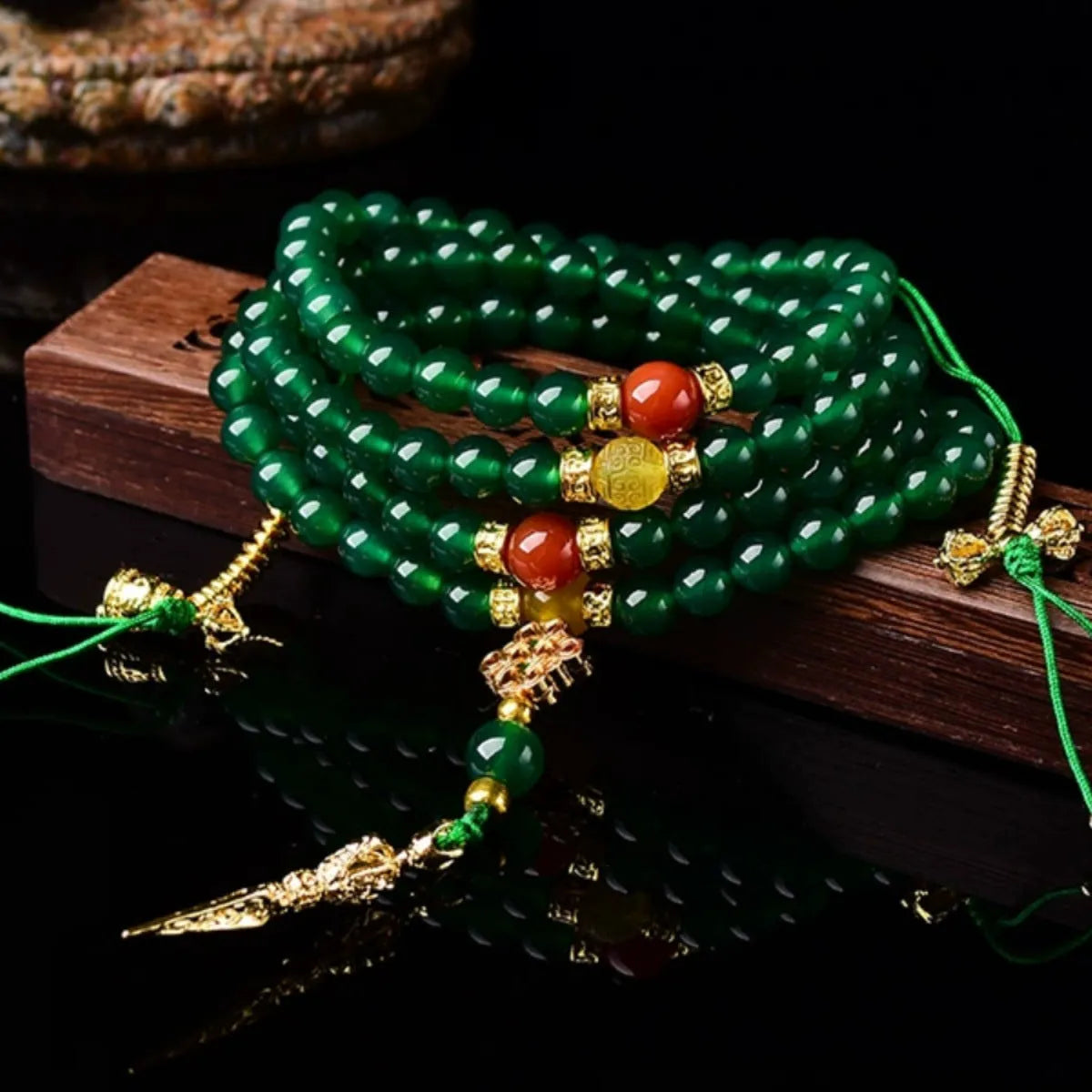 Brazilian natural green agate multi-circle bracelet showing bead detail in three size options