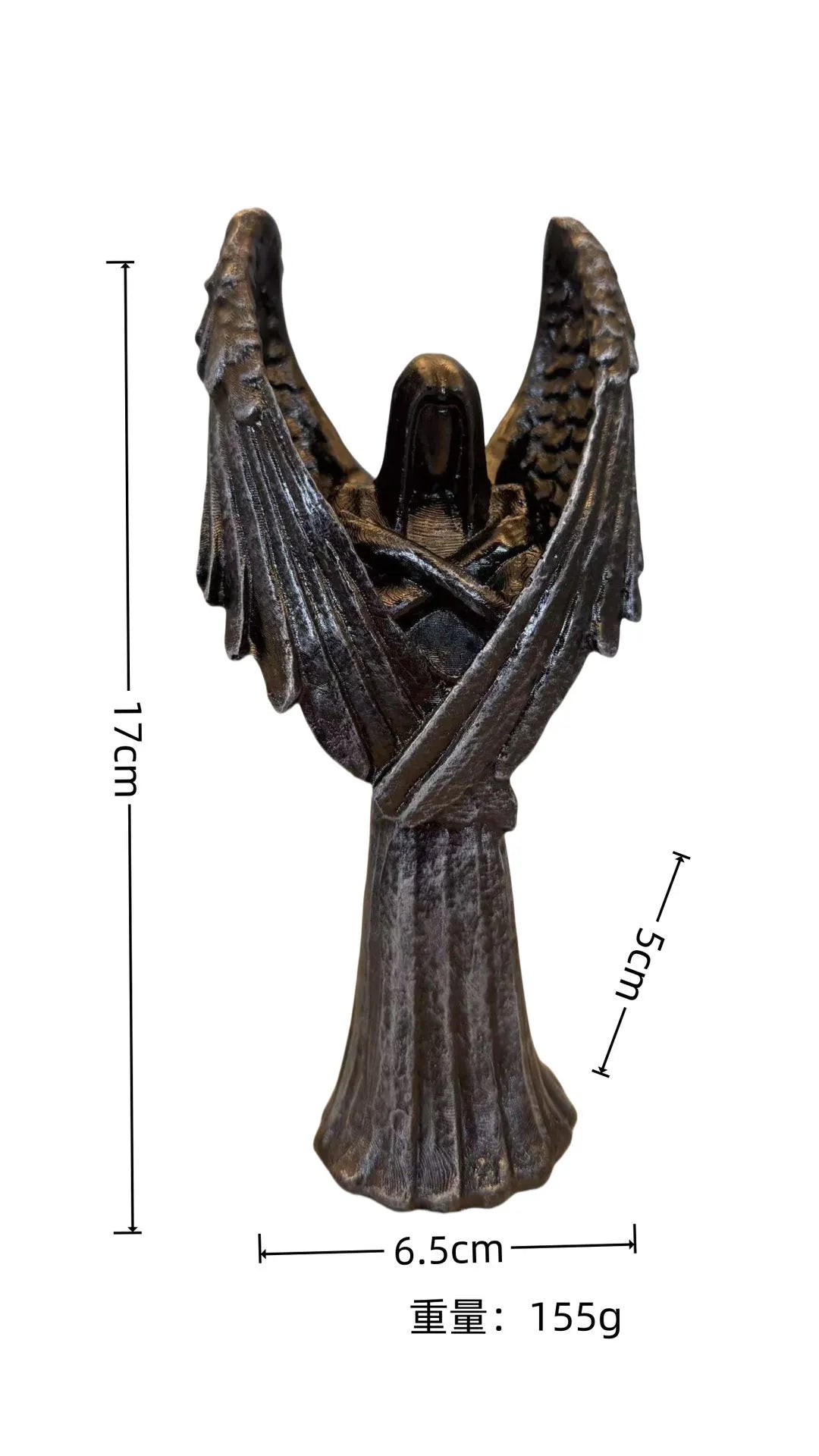 Dark Angel resin statue ornament on display, showing gothic design and 17cm height.