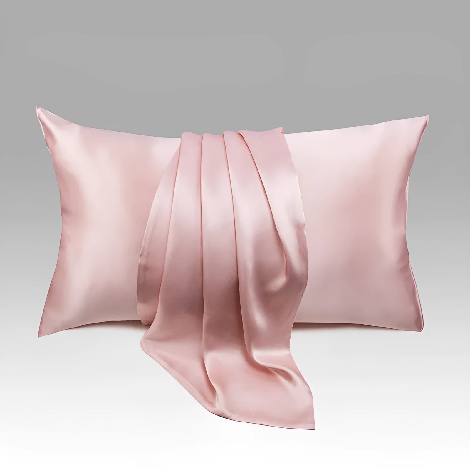 Mulberry silk pillowcase with envelope closure in dark gray colour showing secure flap design
