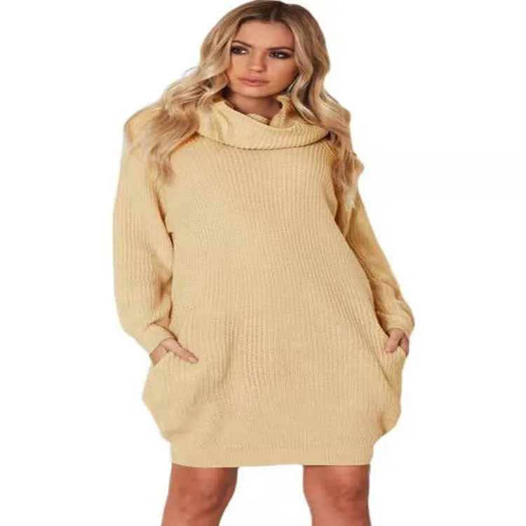 Women's V-neck pullover sweater with side pockets in imitation cashmere fabric