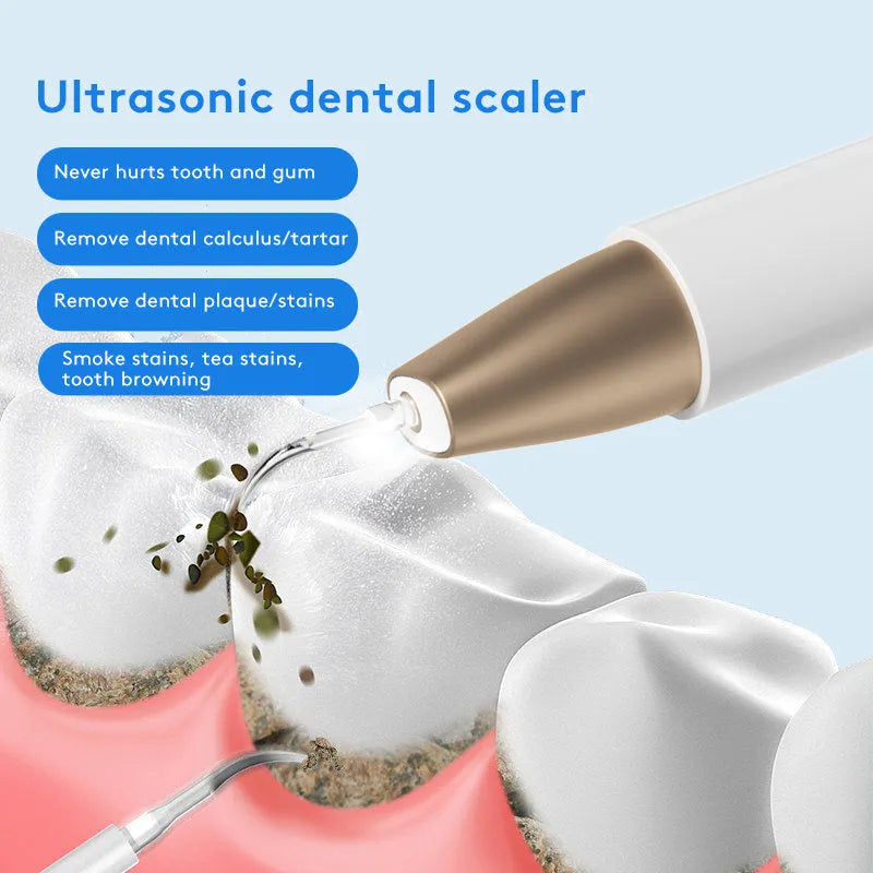 Gold ultrasonic dental cleaning device for removing tartar and teeth stains at home