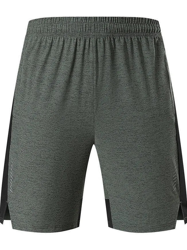 Men's forest green five-point spandex casual shorts with mid-waist fit