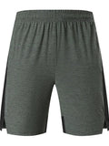 Men's forest green five-point spandex casual shorts with mid-waist fit