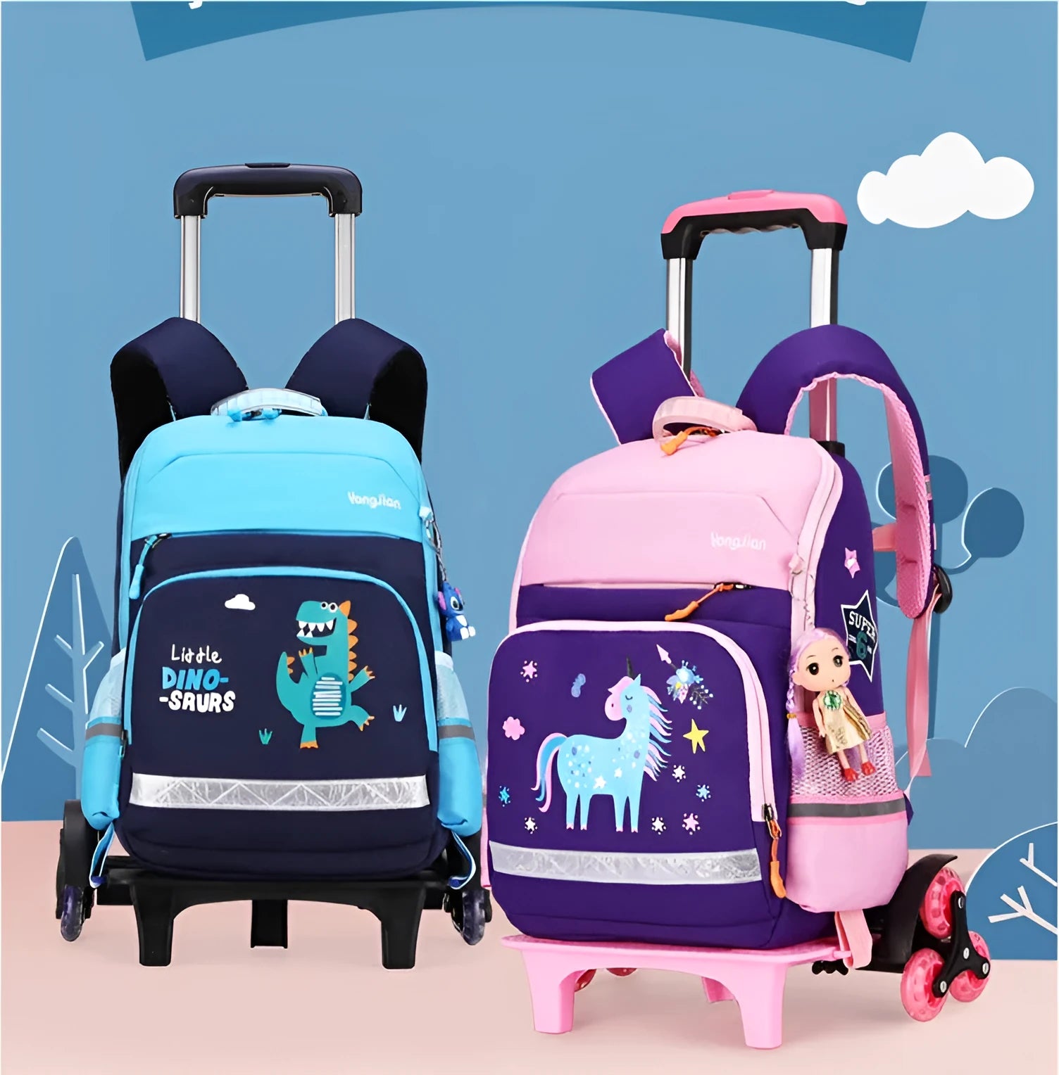 Korean detachable trolley bag made of Oxford cloth, 42cm high, in red colour, for elementary school students