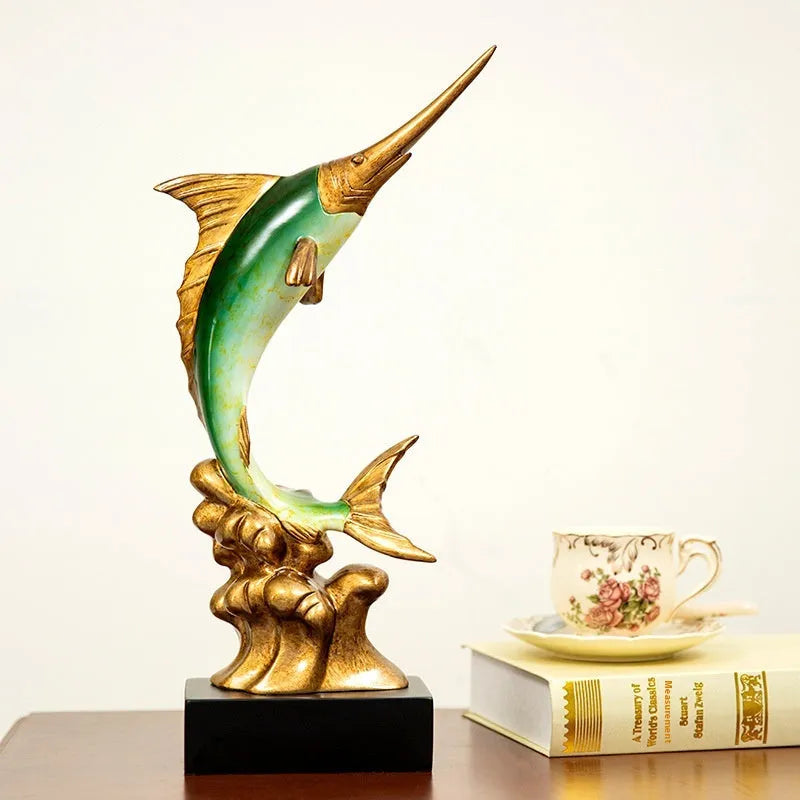 European style decorative swordfish ornament in resin and plastic available in multiple colours.
