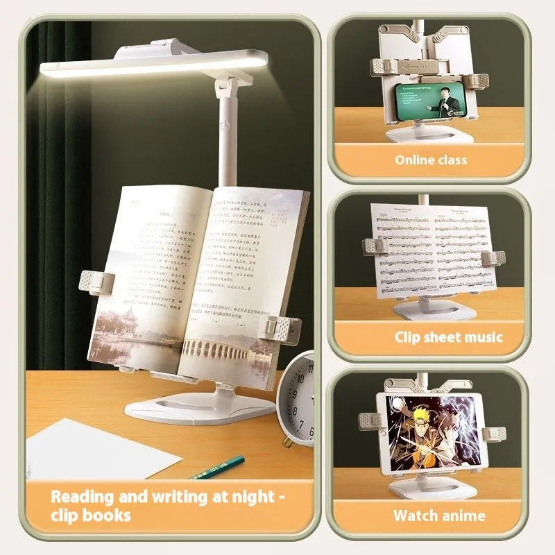 Multifunctional reading bookshelf lamp with adjustable learning table features and three-speed colour temperature settings