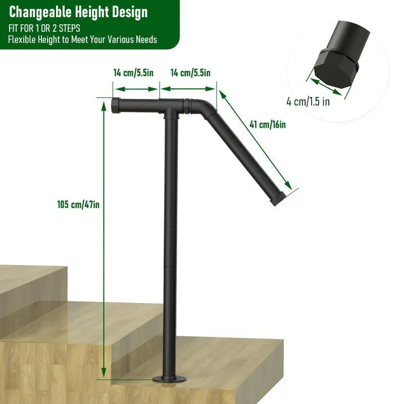 Minimalist black metal ladder support mounted on wall for household storage