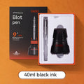 Student automatic suction pen set with plastic shell, 0.38mm and 0.5mm heads, ink feeder, and carrying handbag