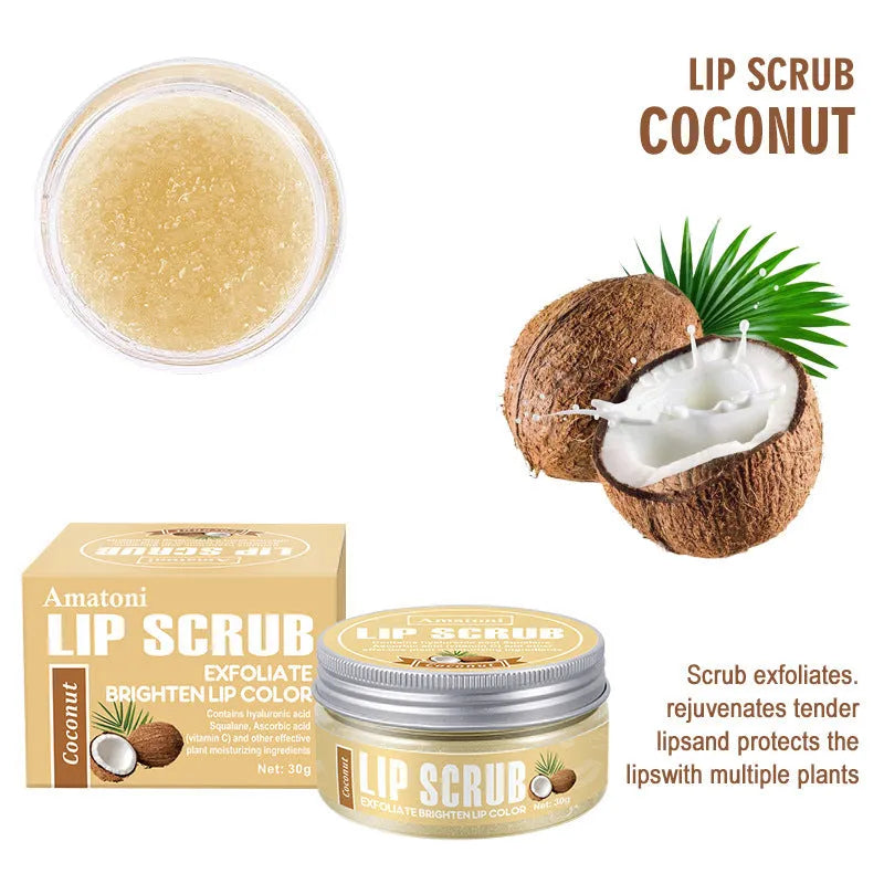 Amatoni lip scrub cream pot in fruit flavours for exfoliating and moisturising lip care