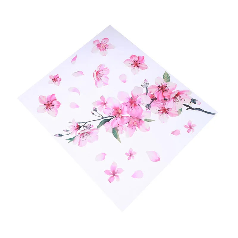 Two sizes of pink cherry blossom flower car sticker on a white background.