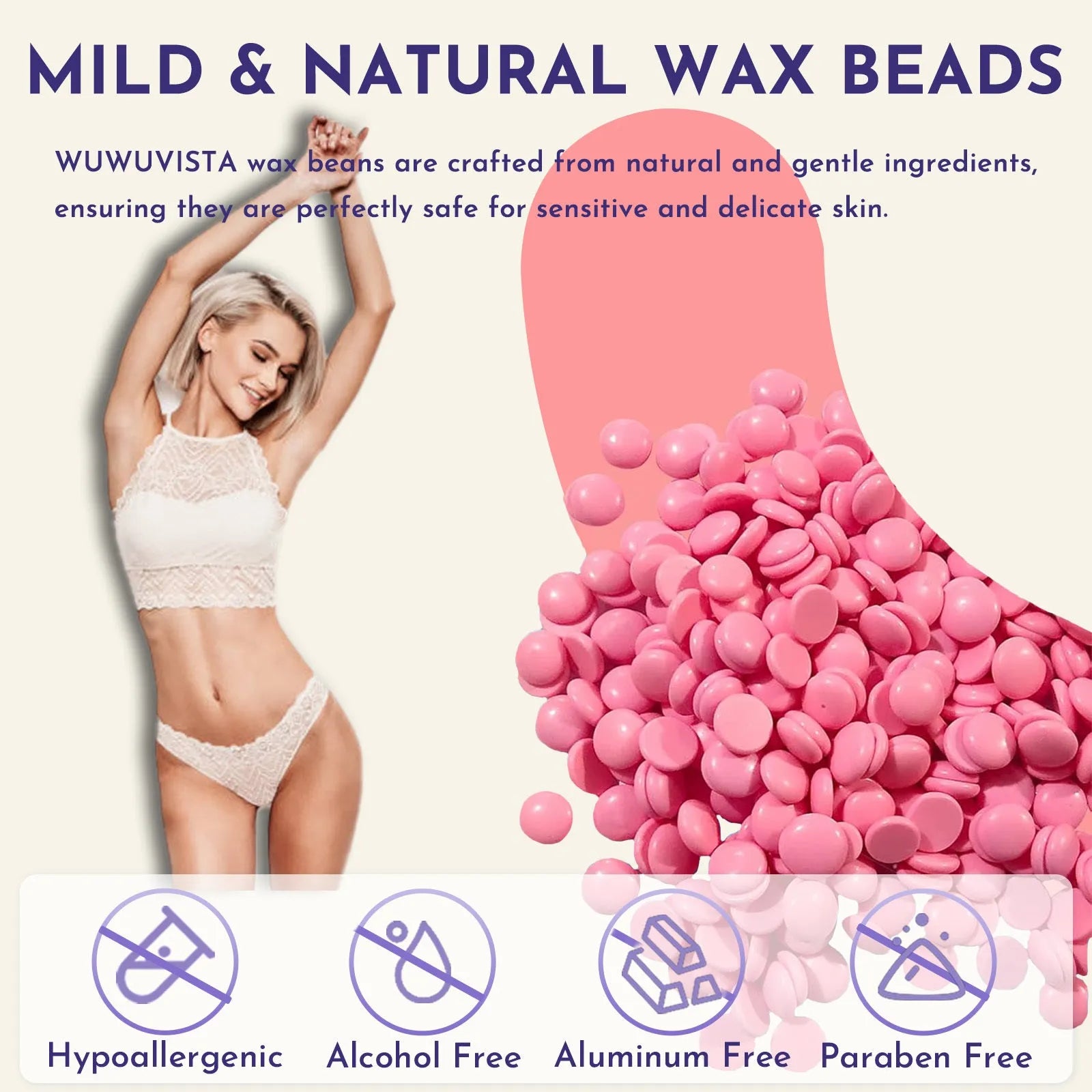 Hard wax kit with pink warmer, wax beans, applicators, aftercare lotion and cooling masks