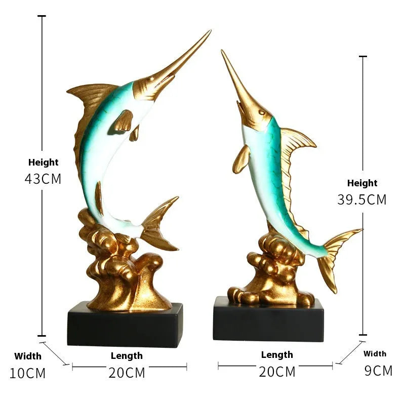 European style decorative swordfish ornament in resin and plastic available in multiple colours.