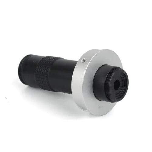 Black industrial monocular camera lens for close-up PCB and electronics inspection.