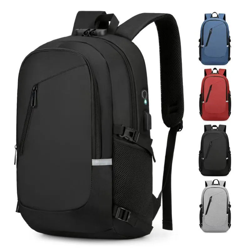 Solid colour Oxford cloth computer backpack with 20-35 litre capacity for men and women.