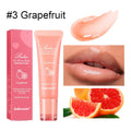 Women's flavoured lip gloss in berry, grape, grapefruit and yellow peach colour variants