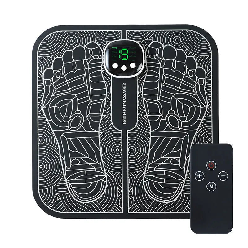 USB rechargeable reflexology foot massager mat with remote control and adjustable settings